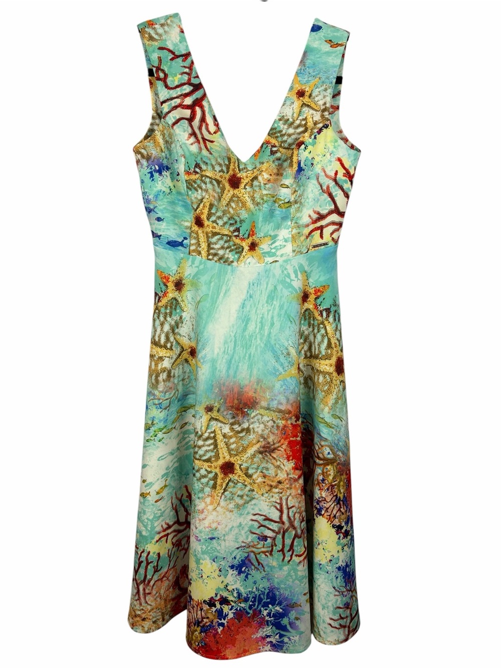 Rinascimento Italy Under the Sea Print Fit & Flare Midi Dress Small